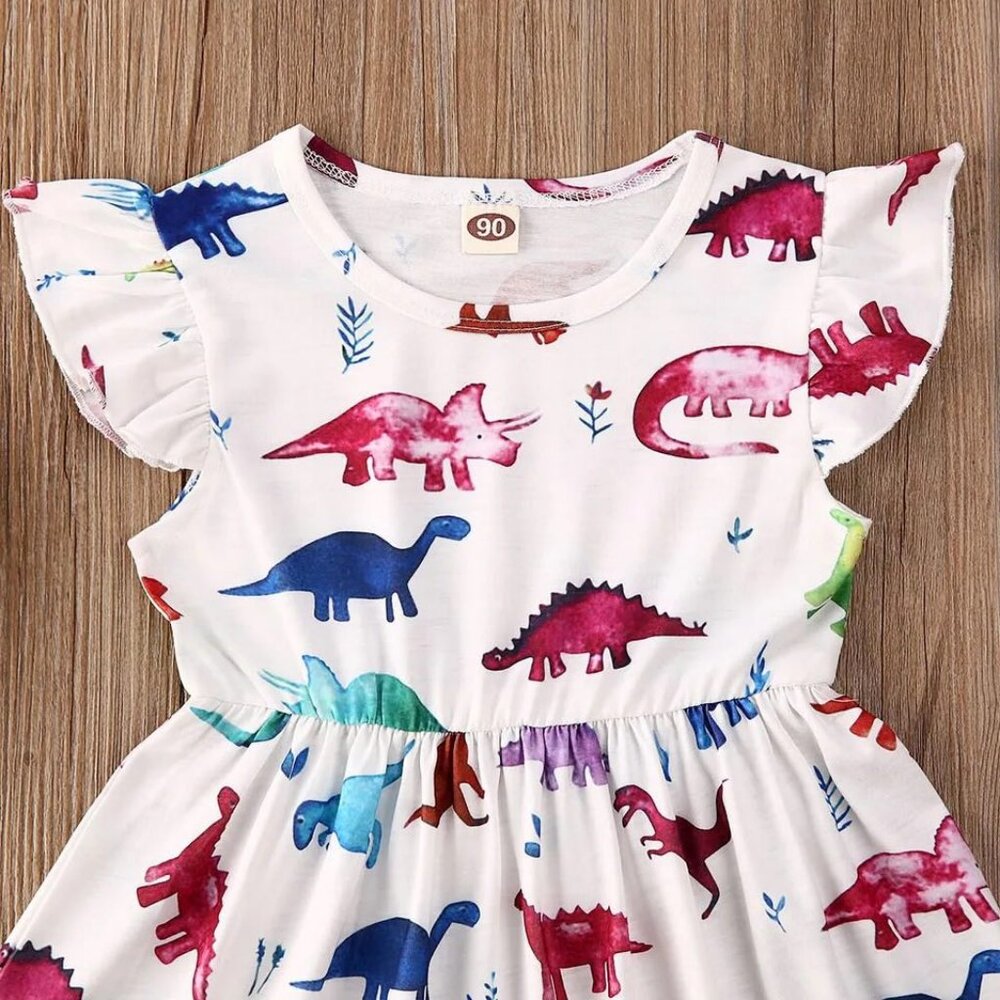 Girl's Dinosaur Print Dress - Picture 3 of 3